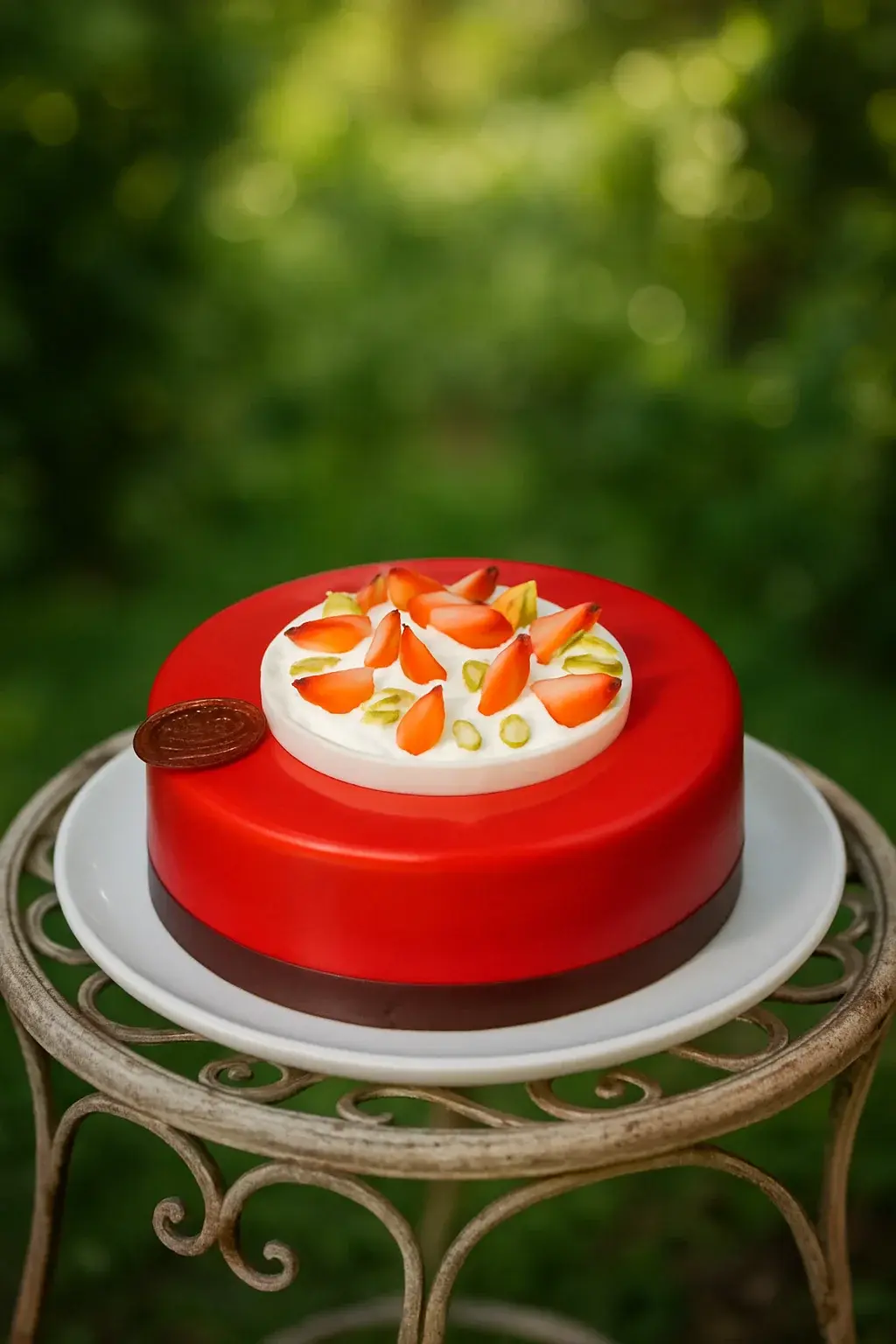 Pistachio, lemon and strawberry cake